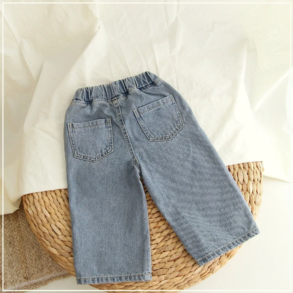 Baby Kid Girls Boys Solid Color Jeans Wholesale 23113087