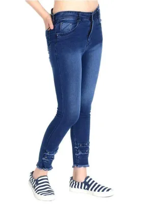 Designer Mart Clothing Women's Slim Fit Navy Blue Jeans