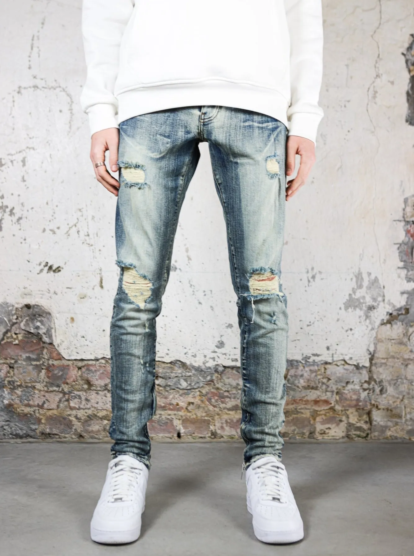 Distressed Ripped Premium Vintage Blue Jeans