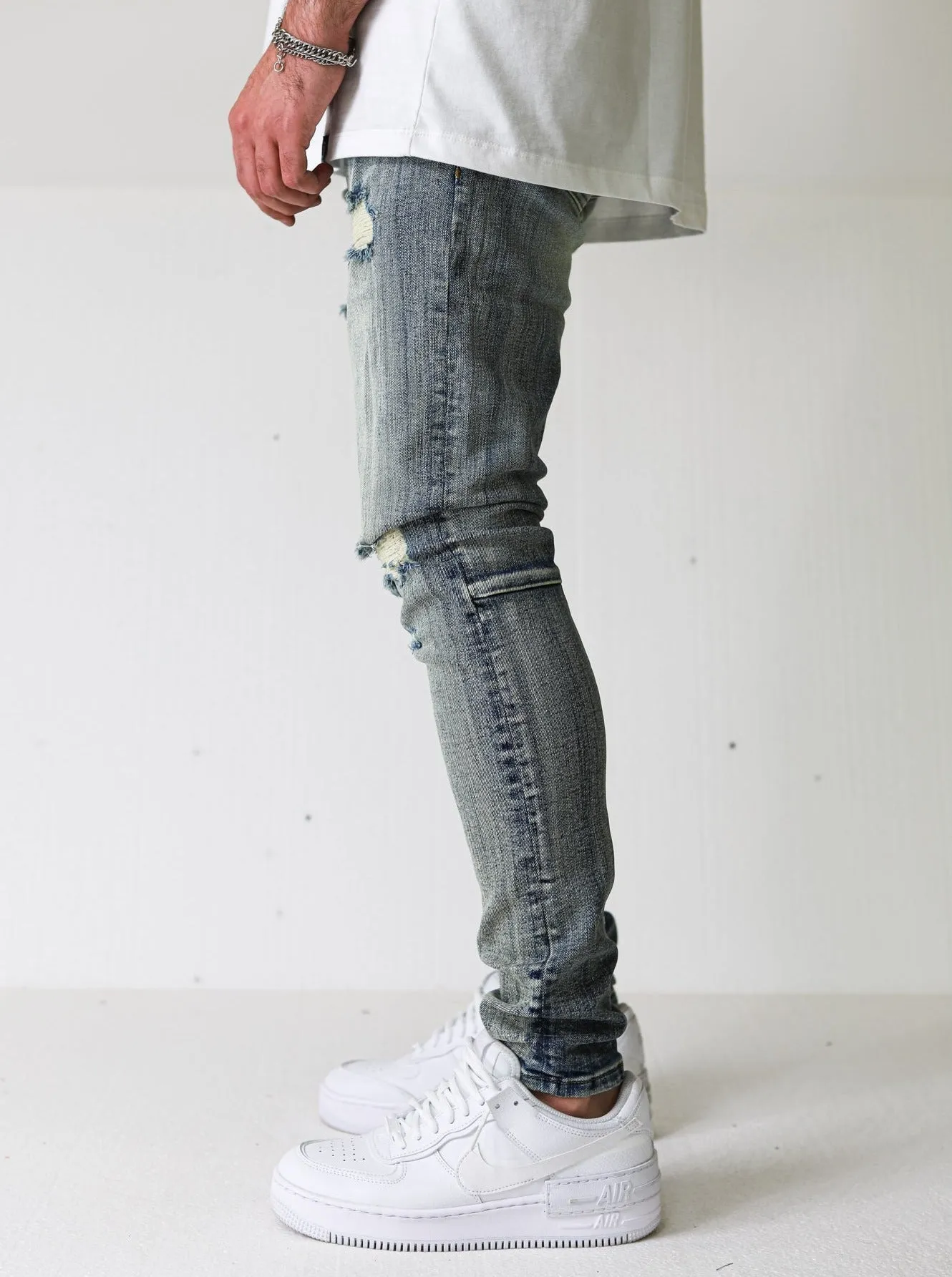 Distressed Ripped Premium Vintage Blue Jeans