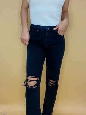 Frayed Hem Black Jeans