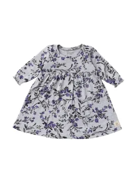 Full sleeve flower pattern in grey floral gown for baby girl