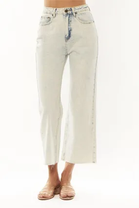 Gabi Crop Flare Woven Denim Pant - Sunfade Wash