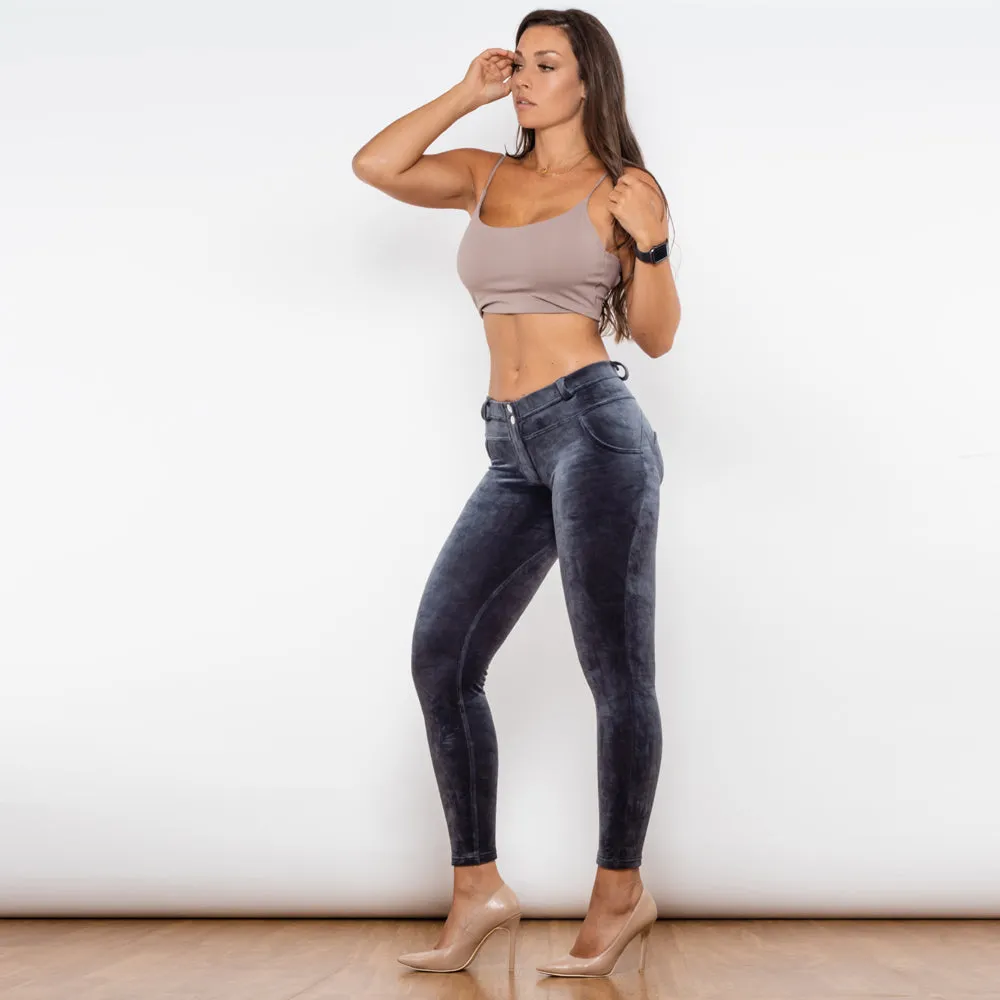 Grey Chenille Middle Waist Lifting Leggings