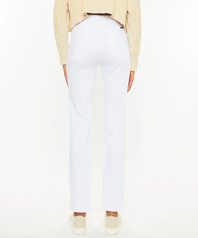 High Rise Slim Straight Jeans - White