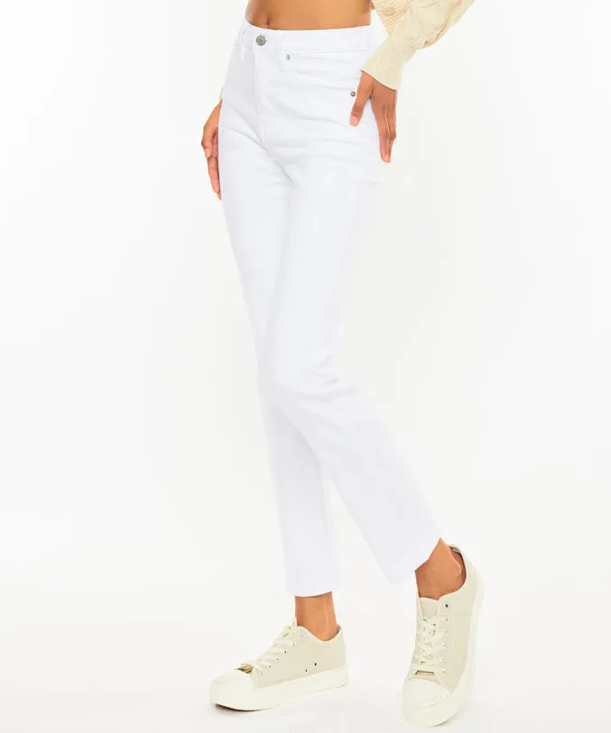 High Rise Slim Straight Jeans - White