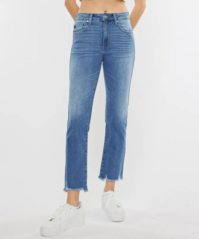 High Rise Straight Jeans - Medium Wash