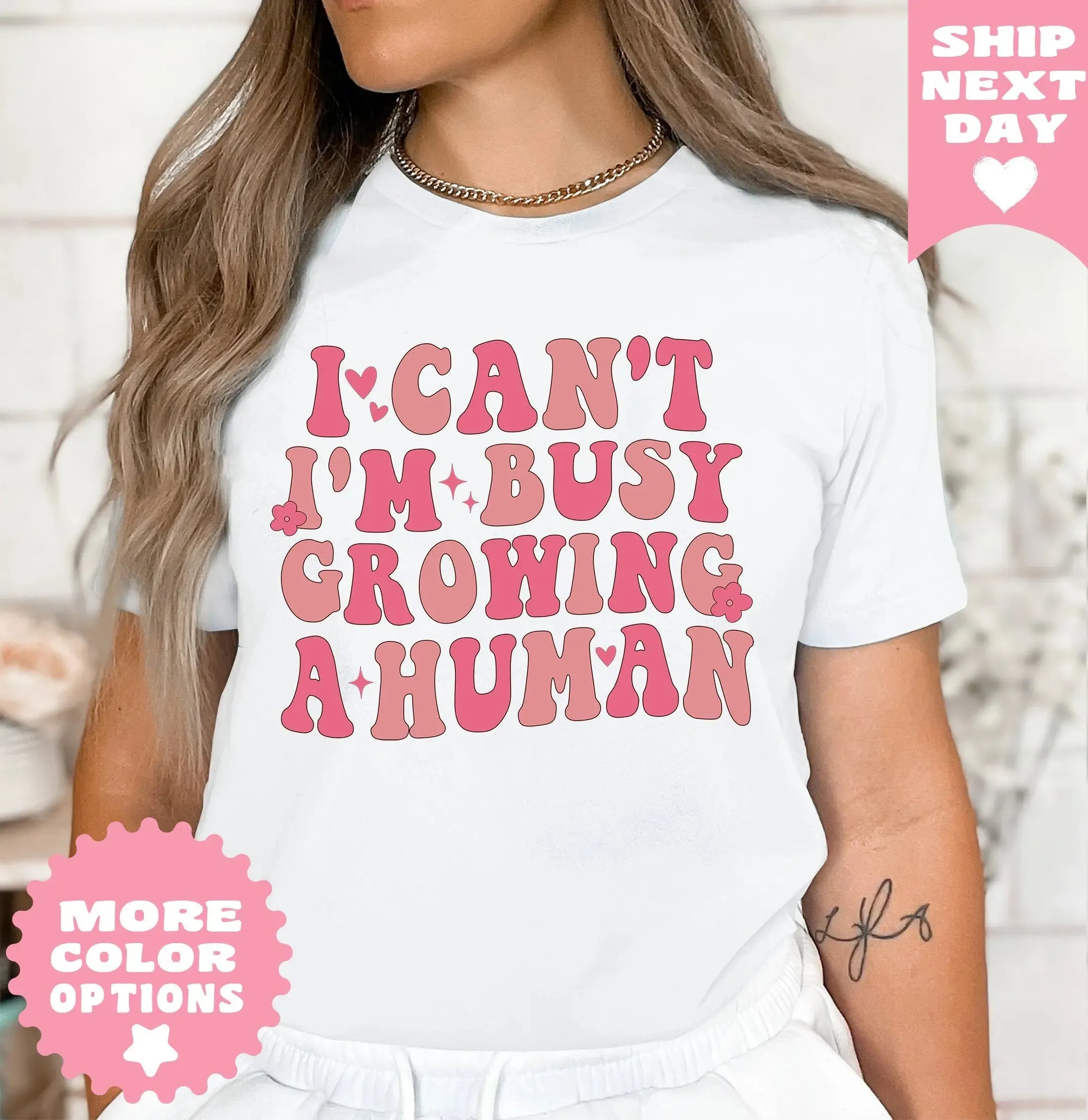 I Can't I'm Busy Growing A Woman Shirt,Cute Pregnancy Shirt,Mommy Shirt,Pregnancy Announcement T-Shirt, Maternity Shirt, Mothers Day T-Shirt