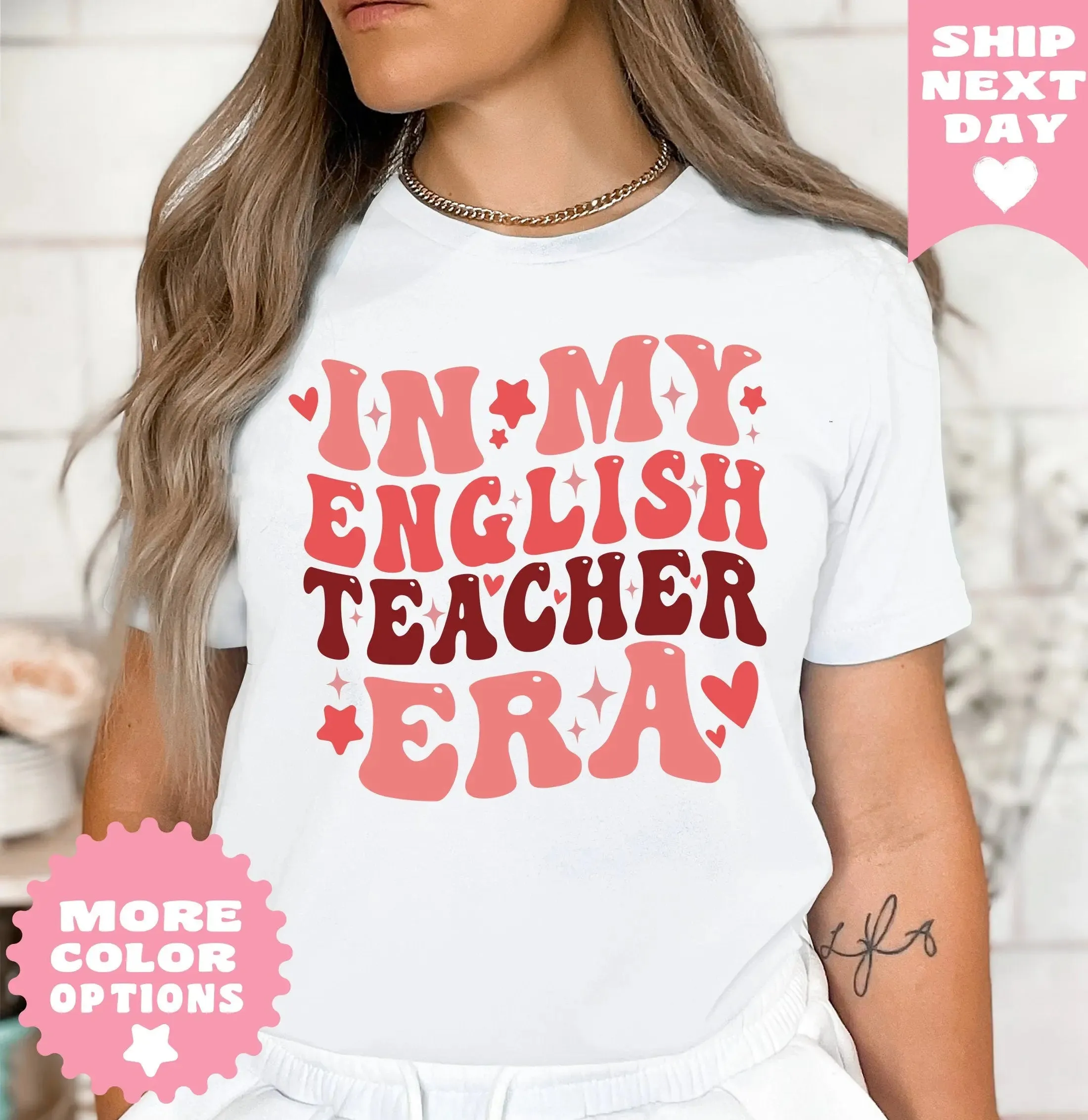 In My English Teacher Era Groovy shirt Shirt, Retro English Teacher Shirt, English Teacher Gift, Funny Teacher Tee, In My Teacher Era