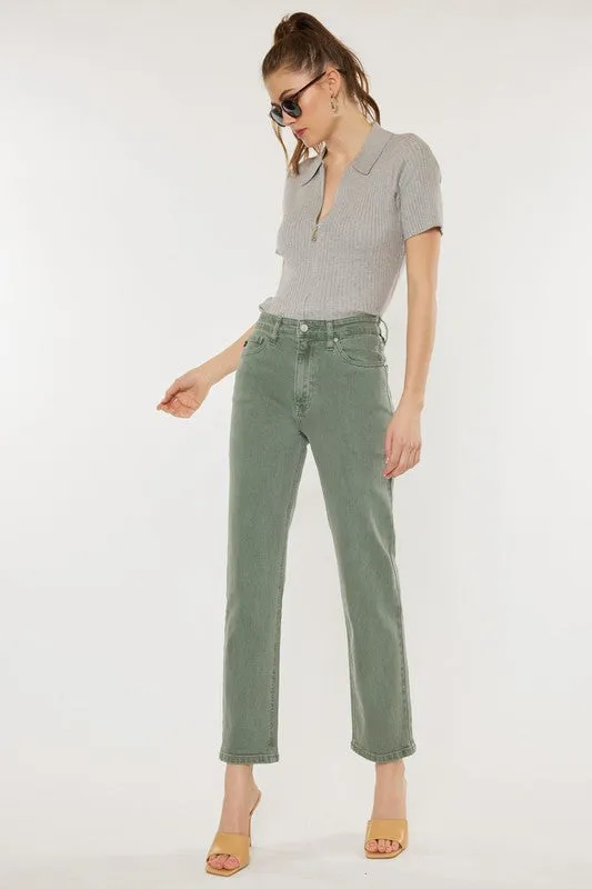 KanCan Ultra High Rise 90's Olive Straight