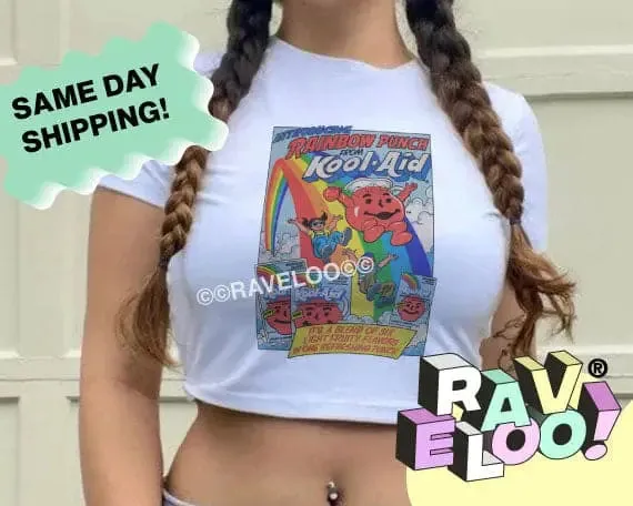 Kool Aid '84 Cropped T-Shirt, crop top, y2k aesthetic, y2k clothes, y2k aesthetic top, collared shirt