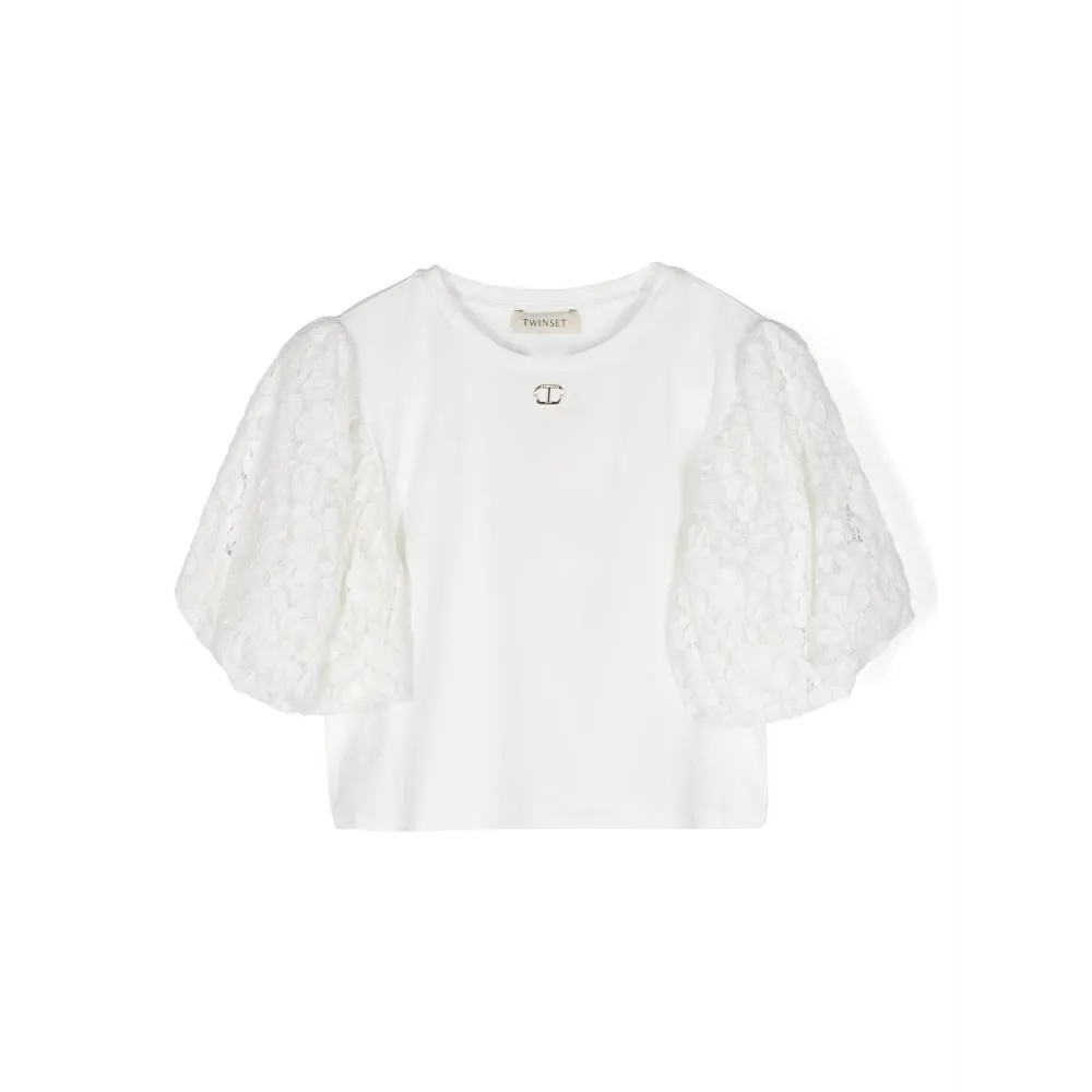 Lace Sleeves Jersey Blouse