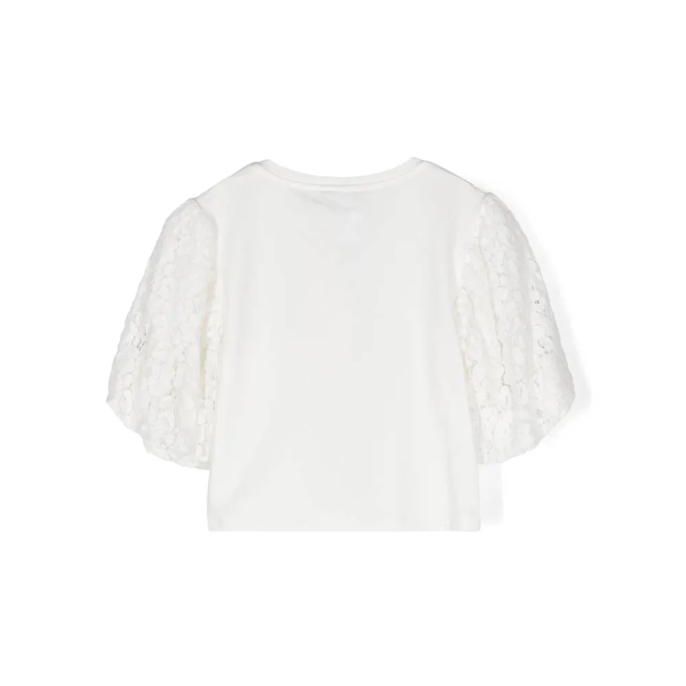 Lace Sleeves Jersey Blouse