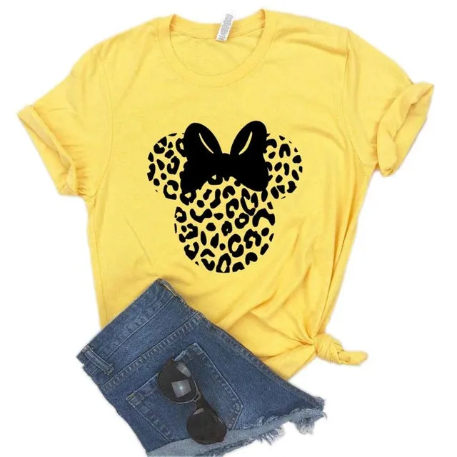 leopard mouse head Print Women Tshirts Cotton Casual Funny t Shirt For Lady  Top Tee Hipster 6 Color Drop Ship FH-1