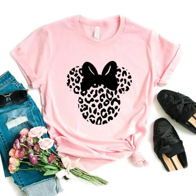 leopard mouse head Print Women Tshirts Cotton Casual Funny t Shirt For Lady  Top Tee Hipster 6 Color Drop Ship FH-1