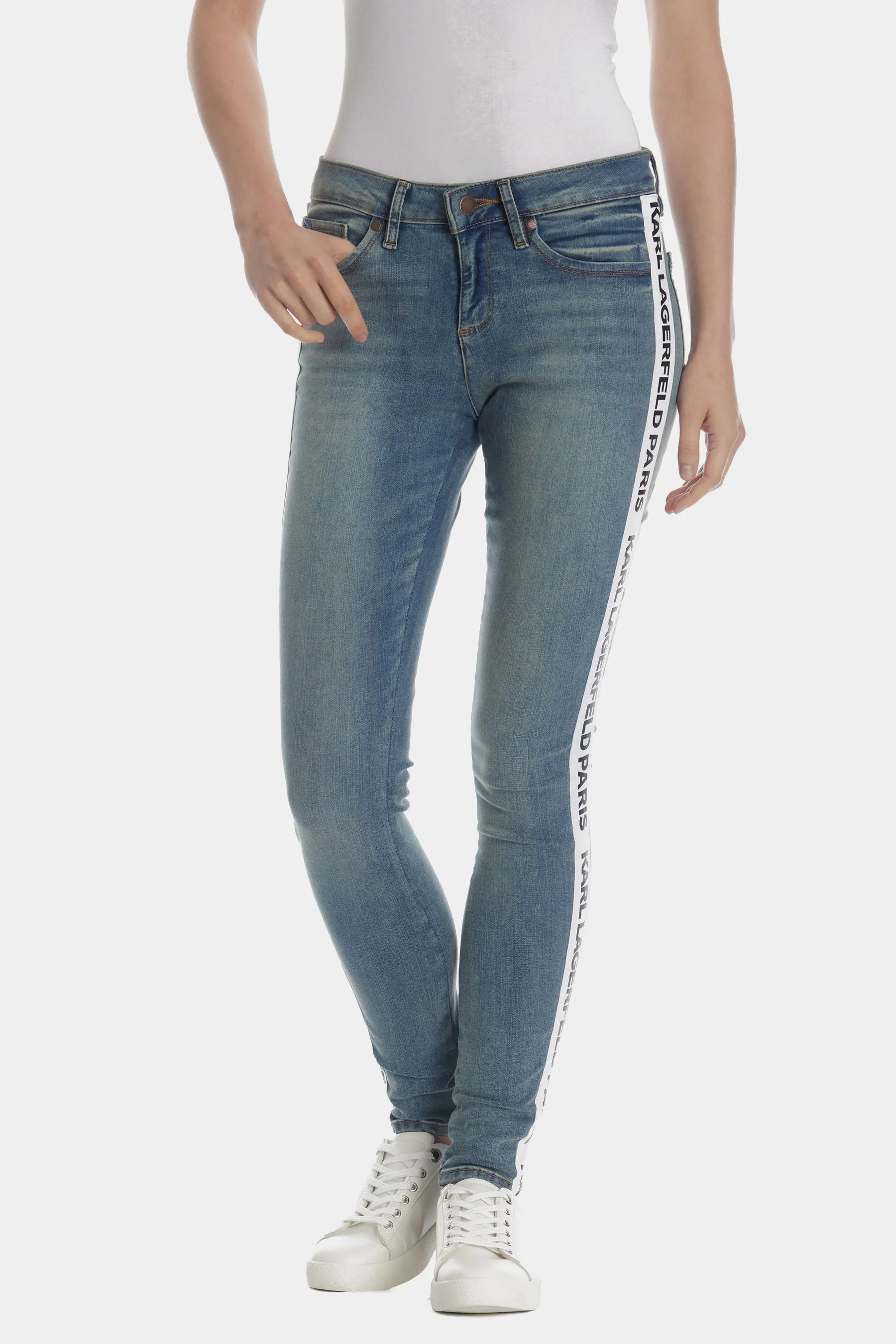 Logo Taped Skinny Jeans