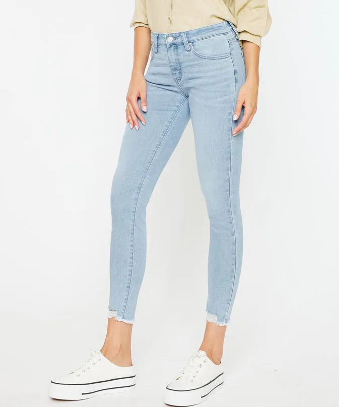 Mid Rise Ankle Skinny Jeans - Light Wash