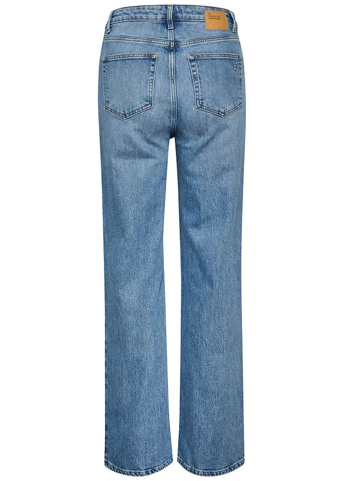 My Essential Wardrobe The Louis High Wide Jeans - Medium Blue Retro Wash