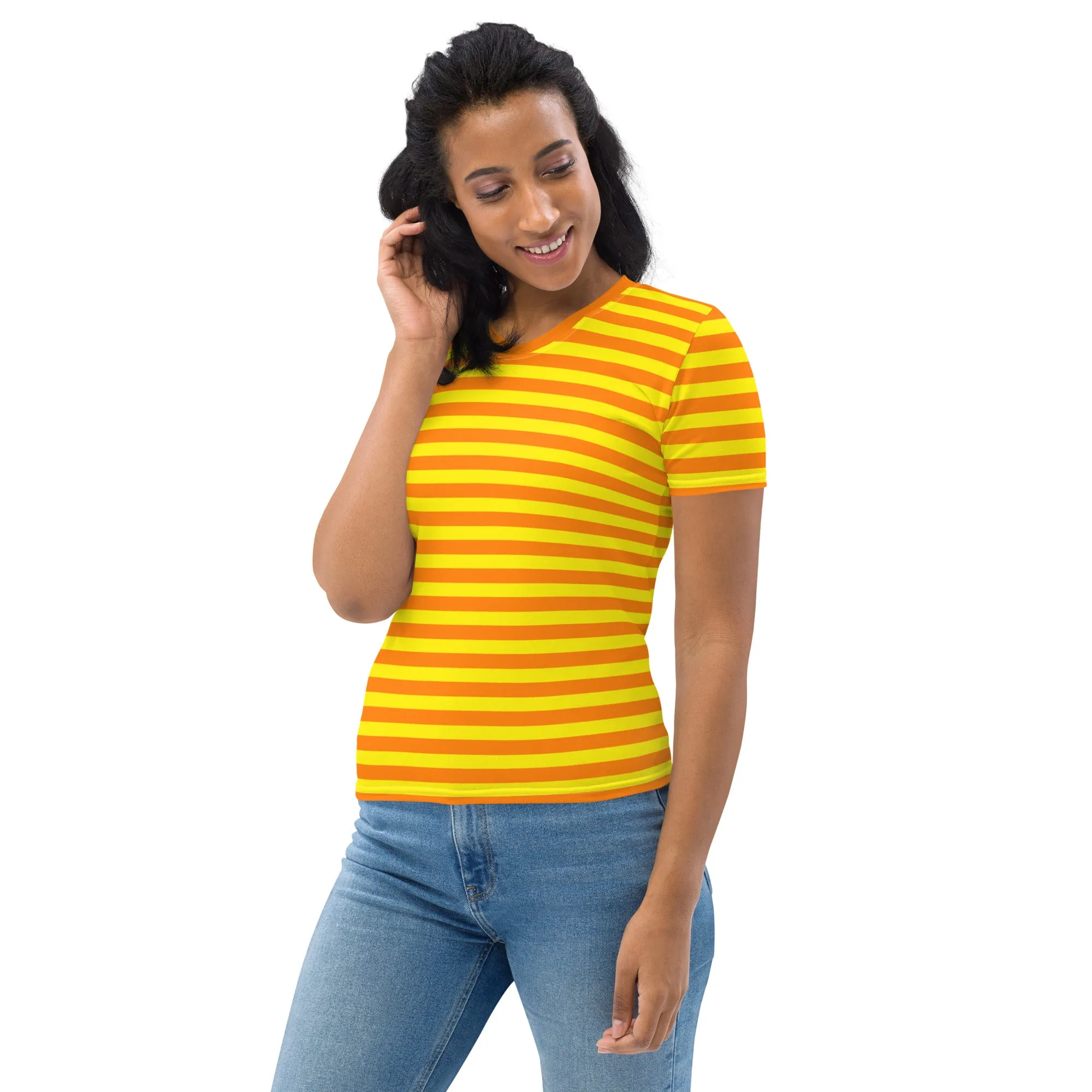 Orange And Yellow Striped T-shirt / Summer T-shirt Women