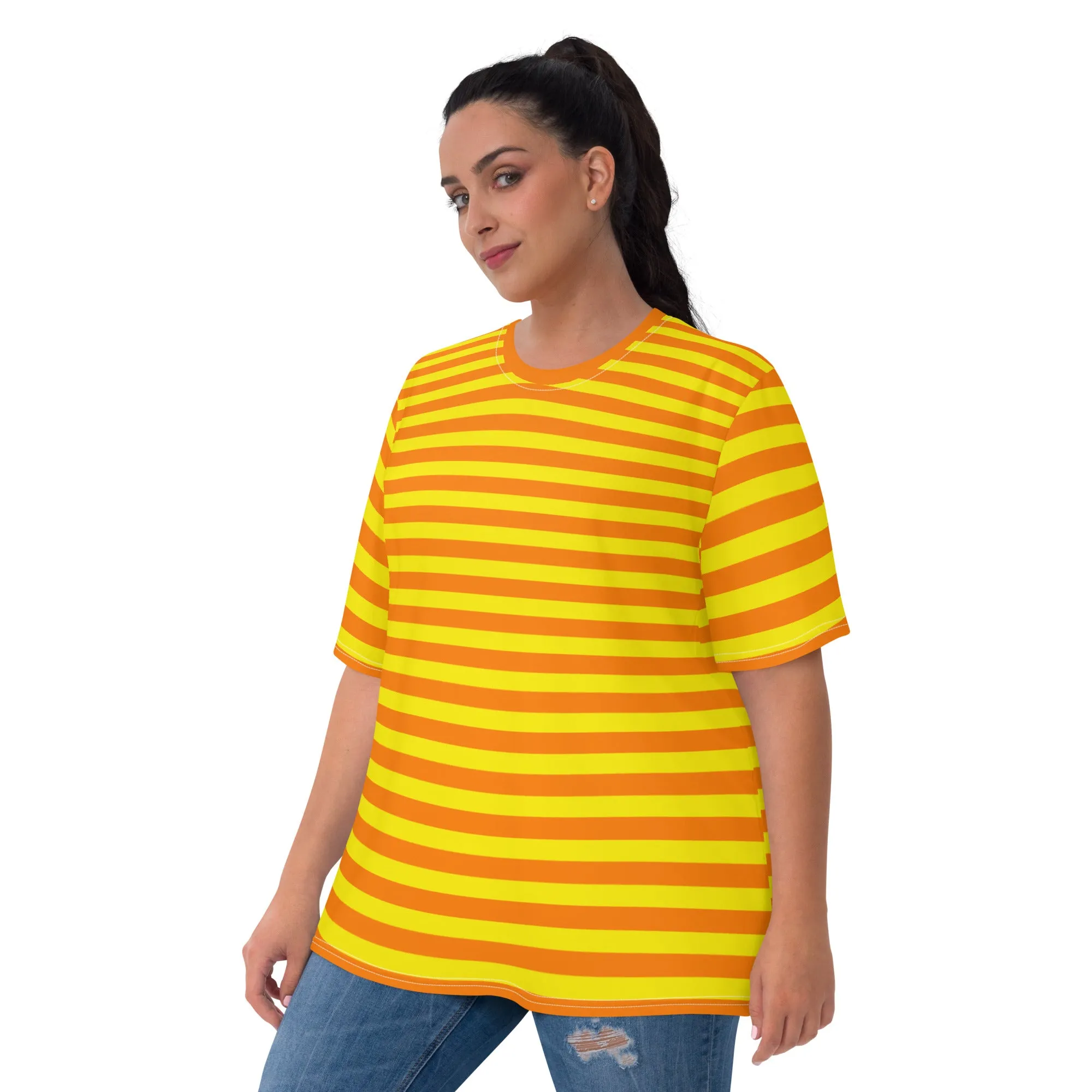 Orange And Yellow Striped T-shirt / Summer T-shirt Women