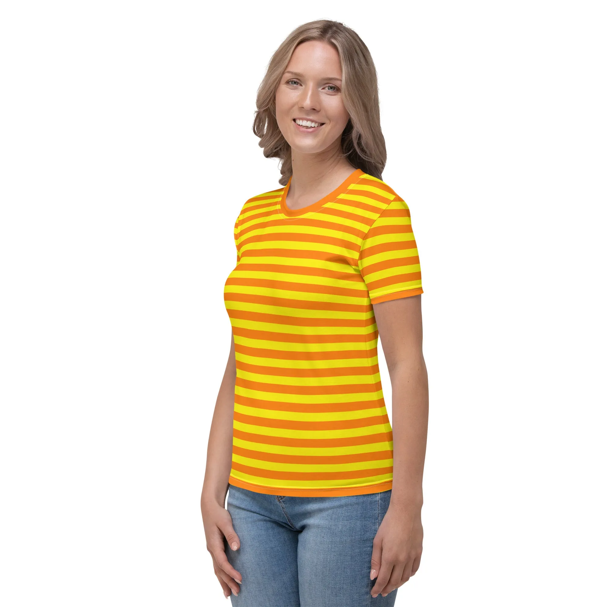 Orange And Yellow Striped T-shirt / Summer T-shirt Women