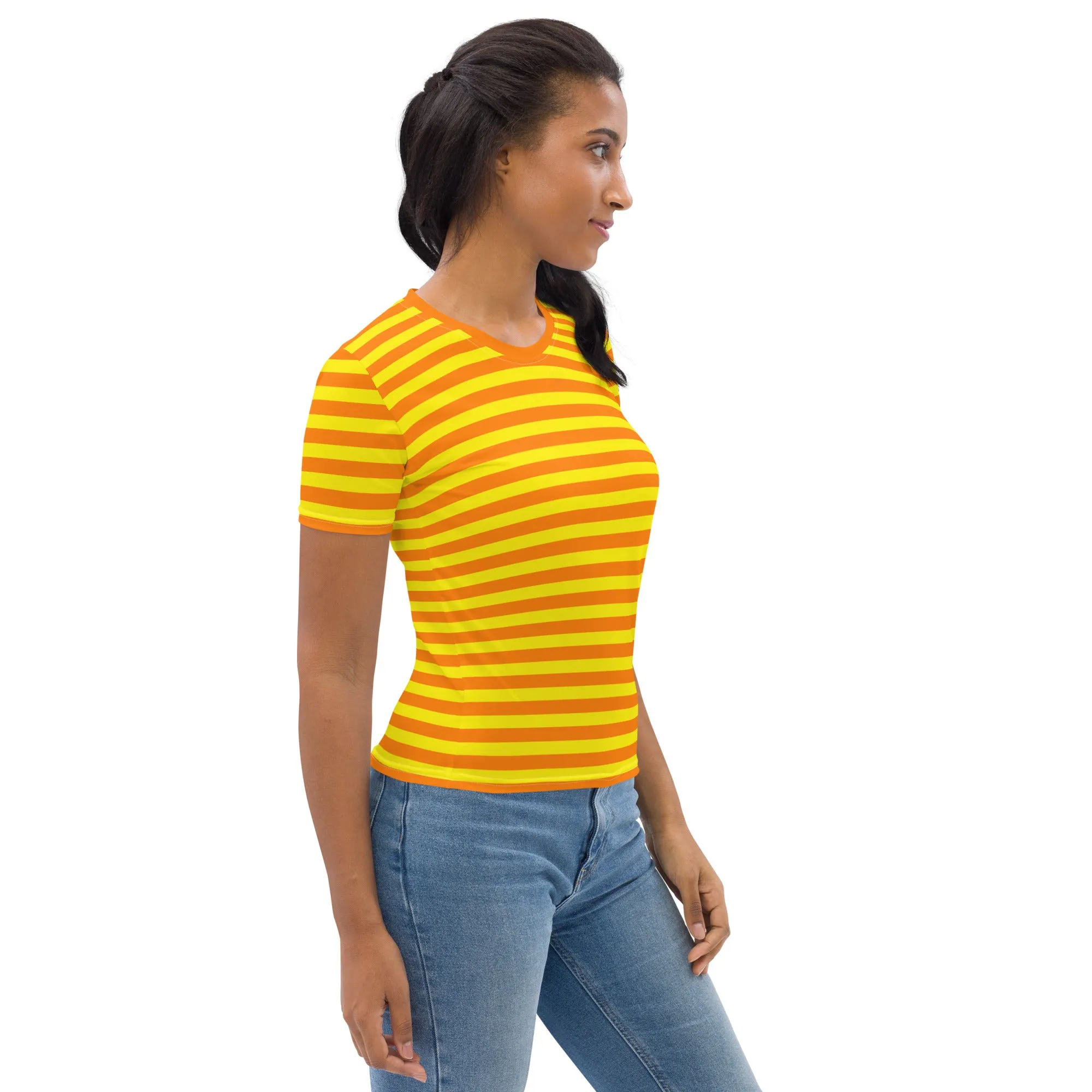 Orange And Yellow Striped T-shirt / Summer T-shirt Women