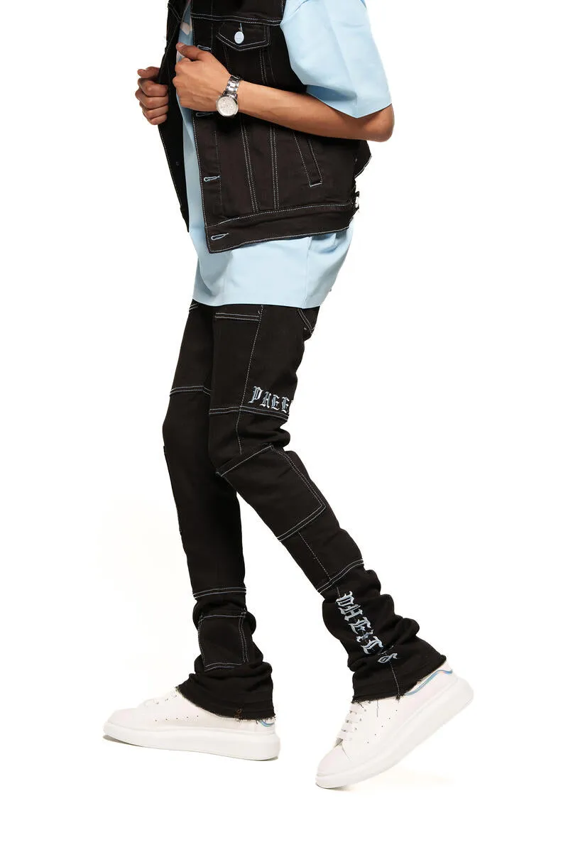 PHEELINGS DEFYING ODDS FLARE STACK DENIM (JET BLACK/COLUMBIA BLUE)