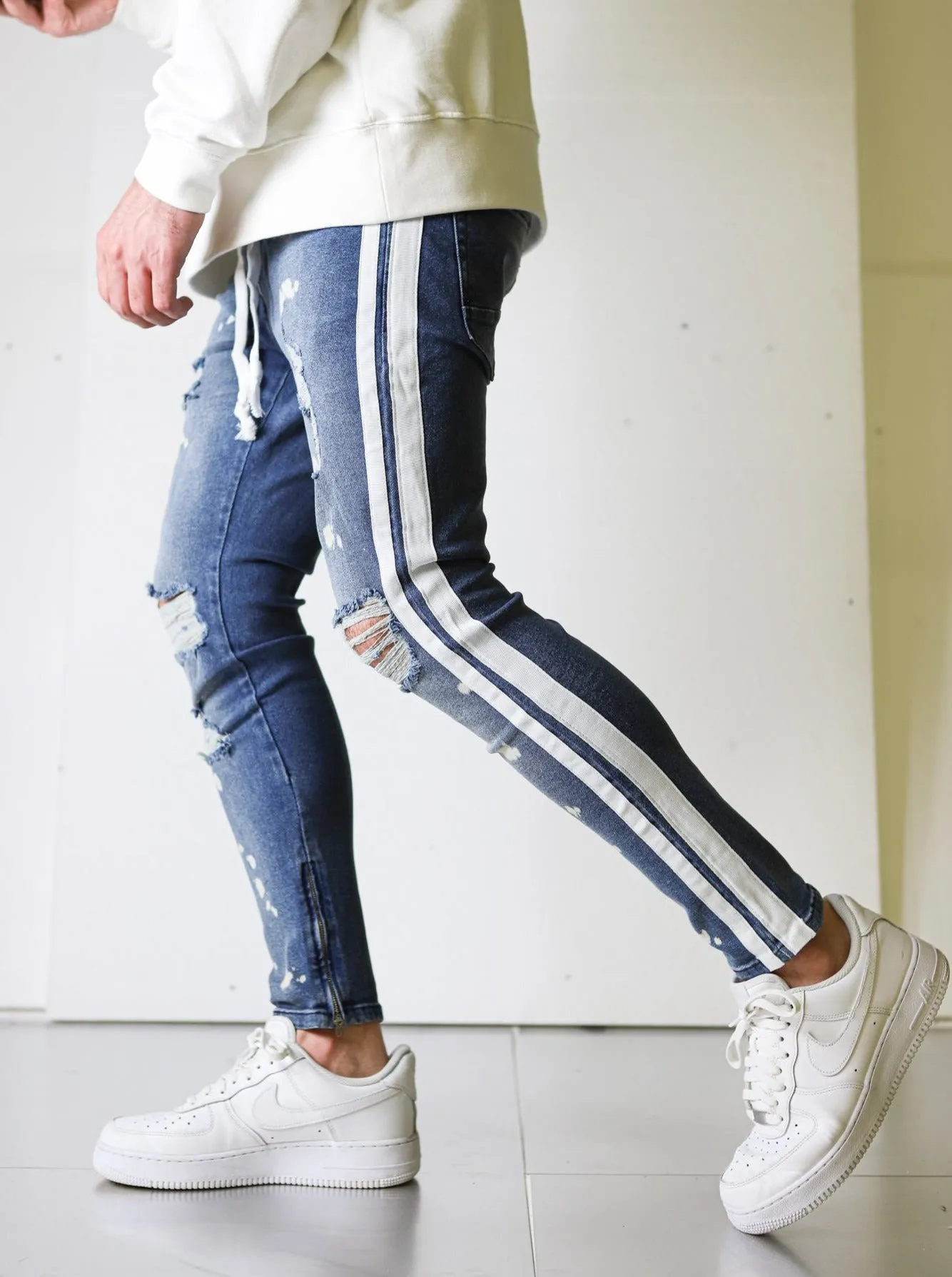 Ripped Bleached Blue Denim