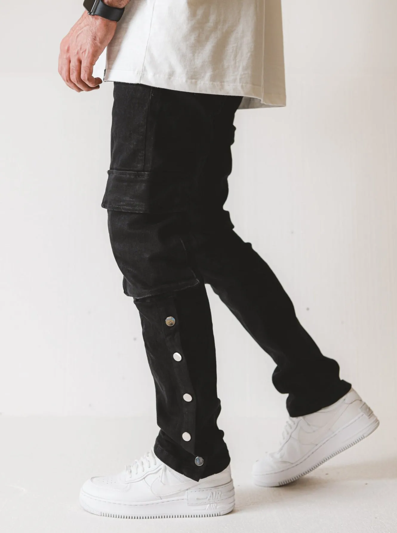 V7 Premium Denim Jeans Cargo - Black