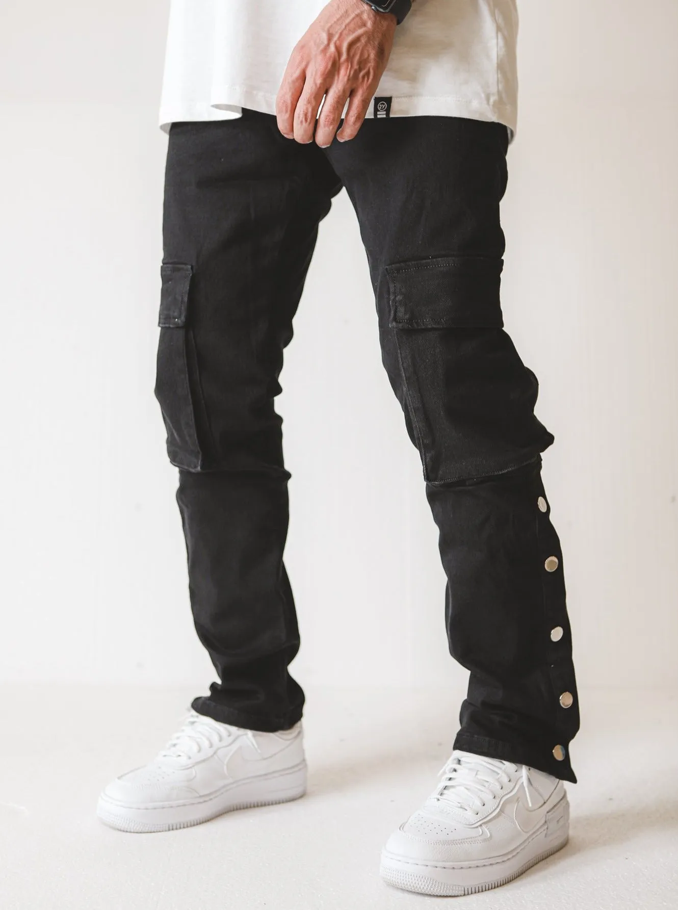 V7 Premium Denim Jeans Cargo - Black