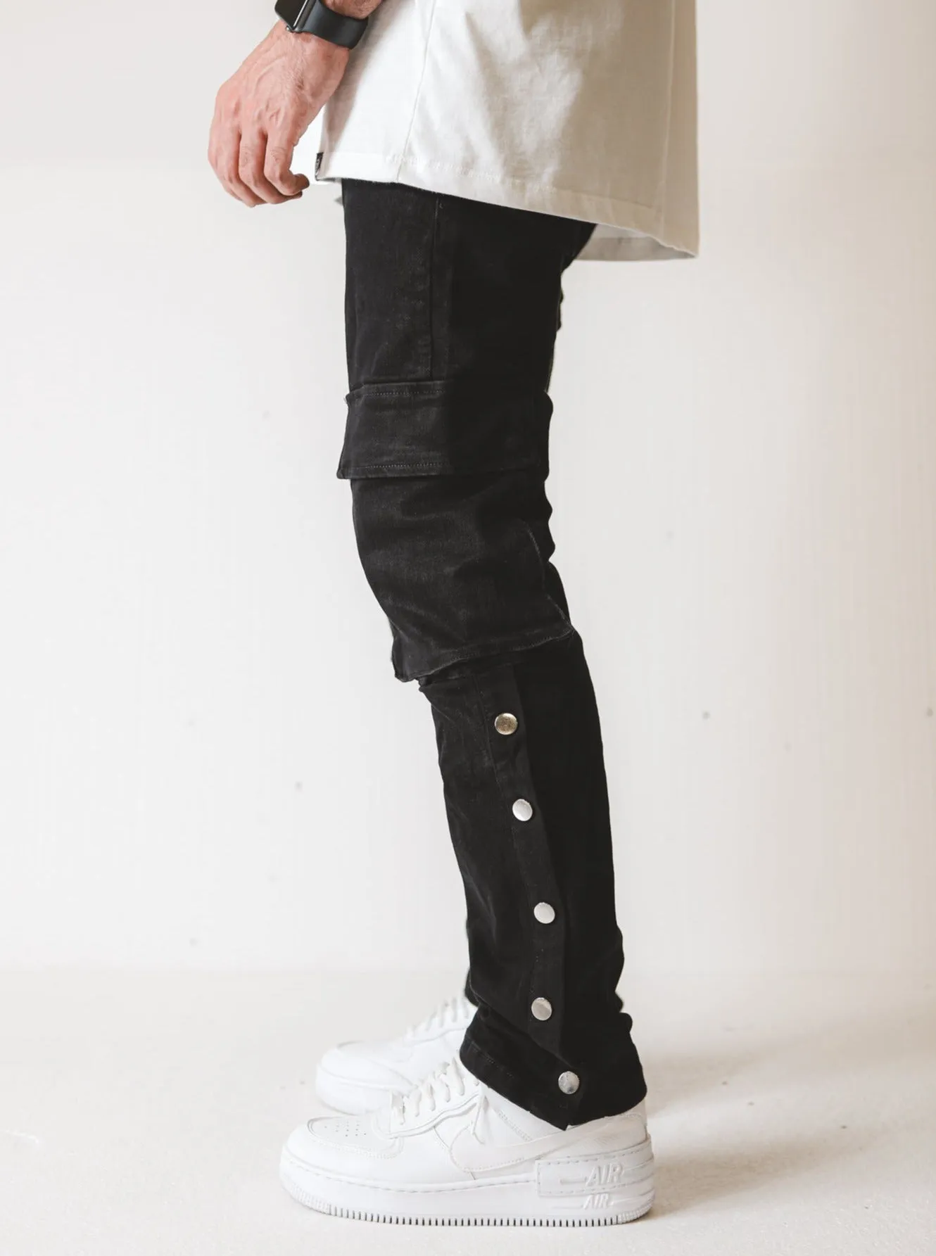 V7 Premium Denim Jeans Cargo - Black