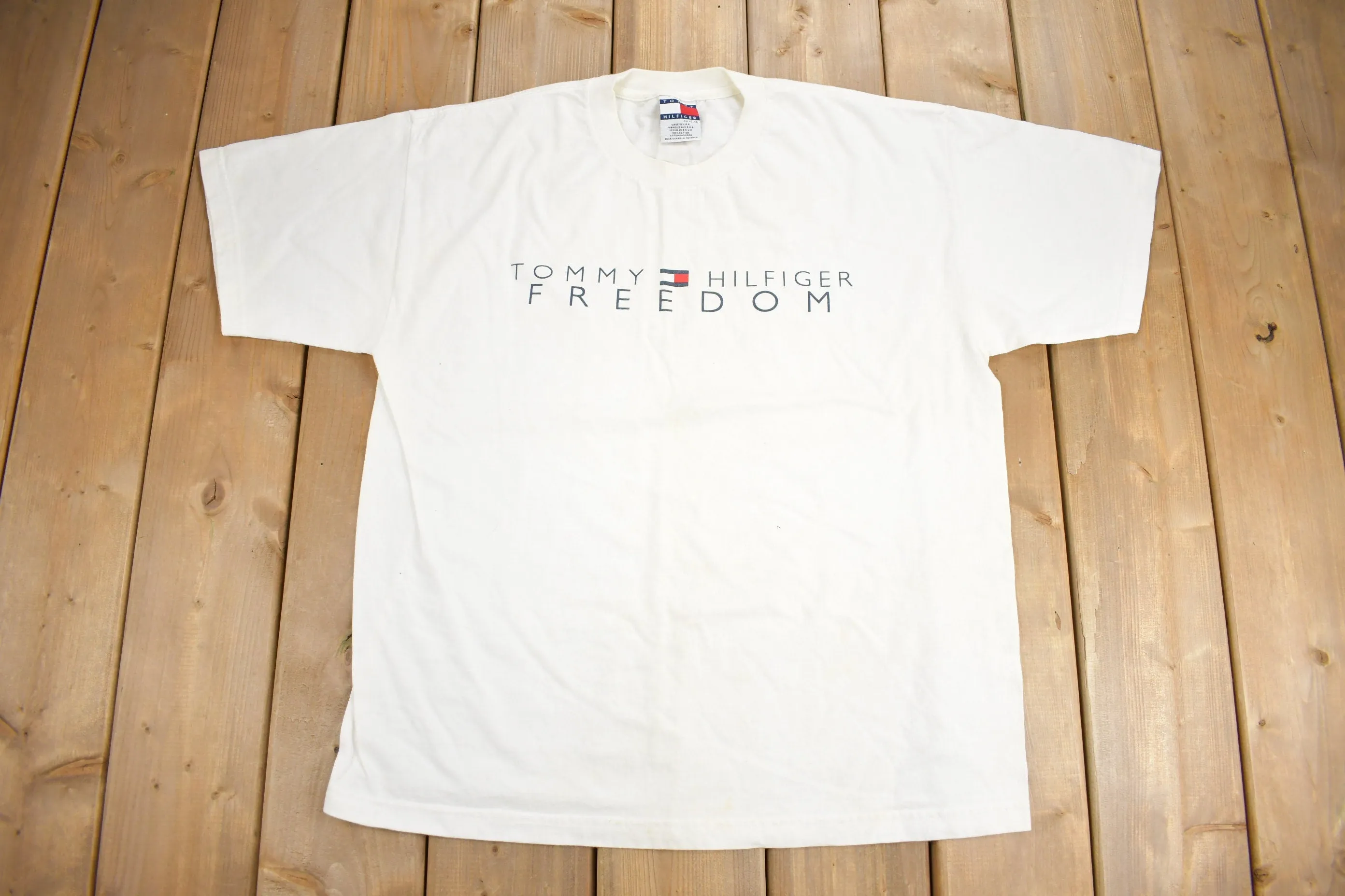 Vintage 1990s Tommy Hilfiger Freedom Graphic T Shirt / Made In USA / Streetwear / Graphic Tee / Vintage Tommy